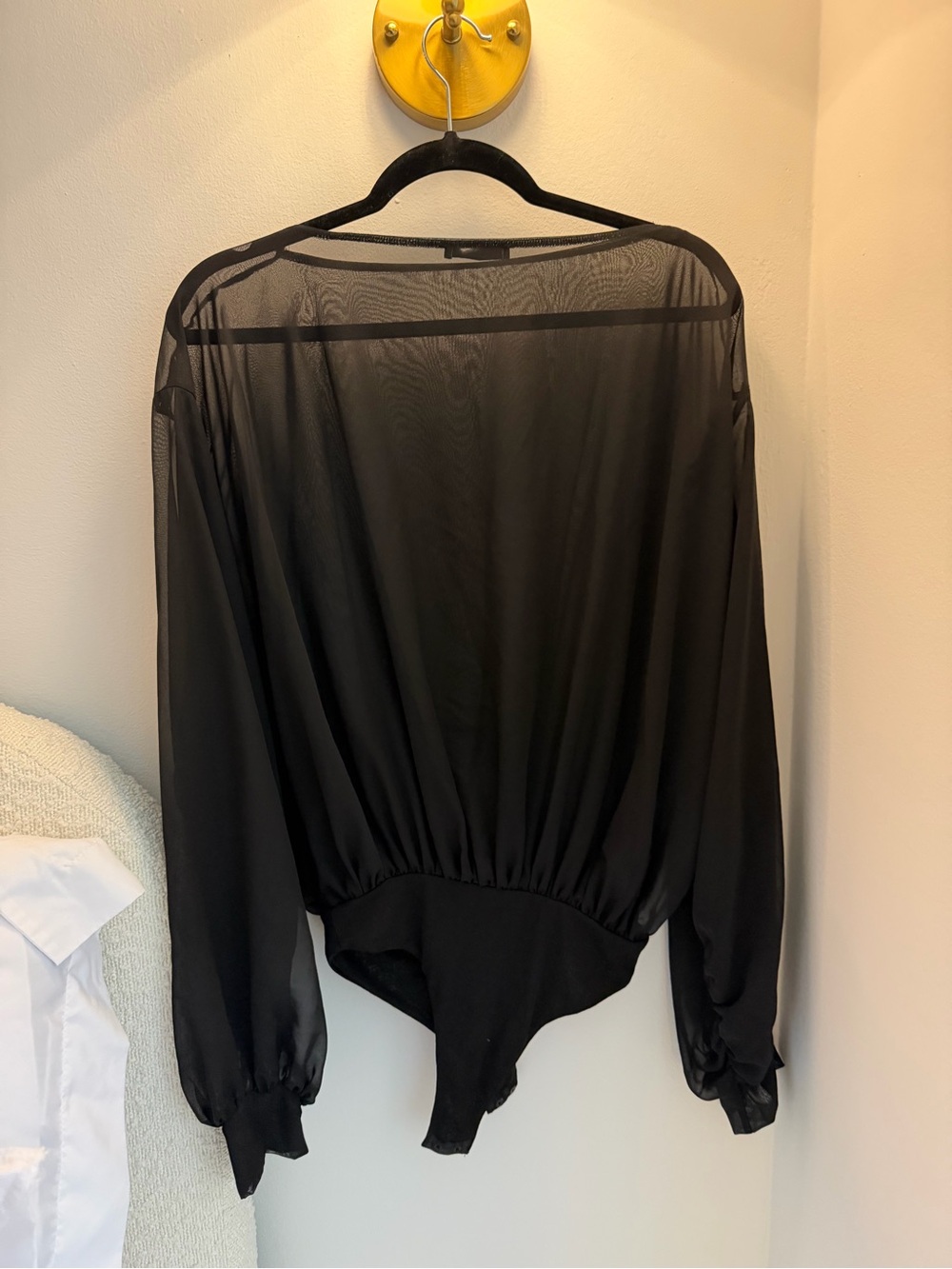 Zara Black Sheer Long-Sleeve Bodysuit